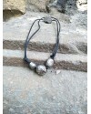Alphabey's Brass Silver Oxidised Cotton Knot Necklace for Men & Women Alphabey's Brass Silver Oxidised Cotton Knot Necklace for Men & Women
